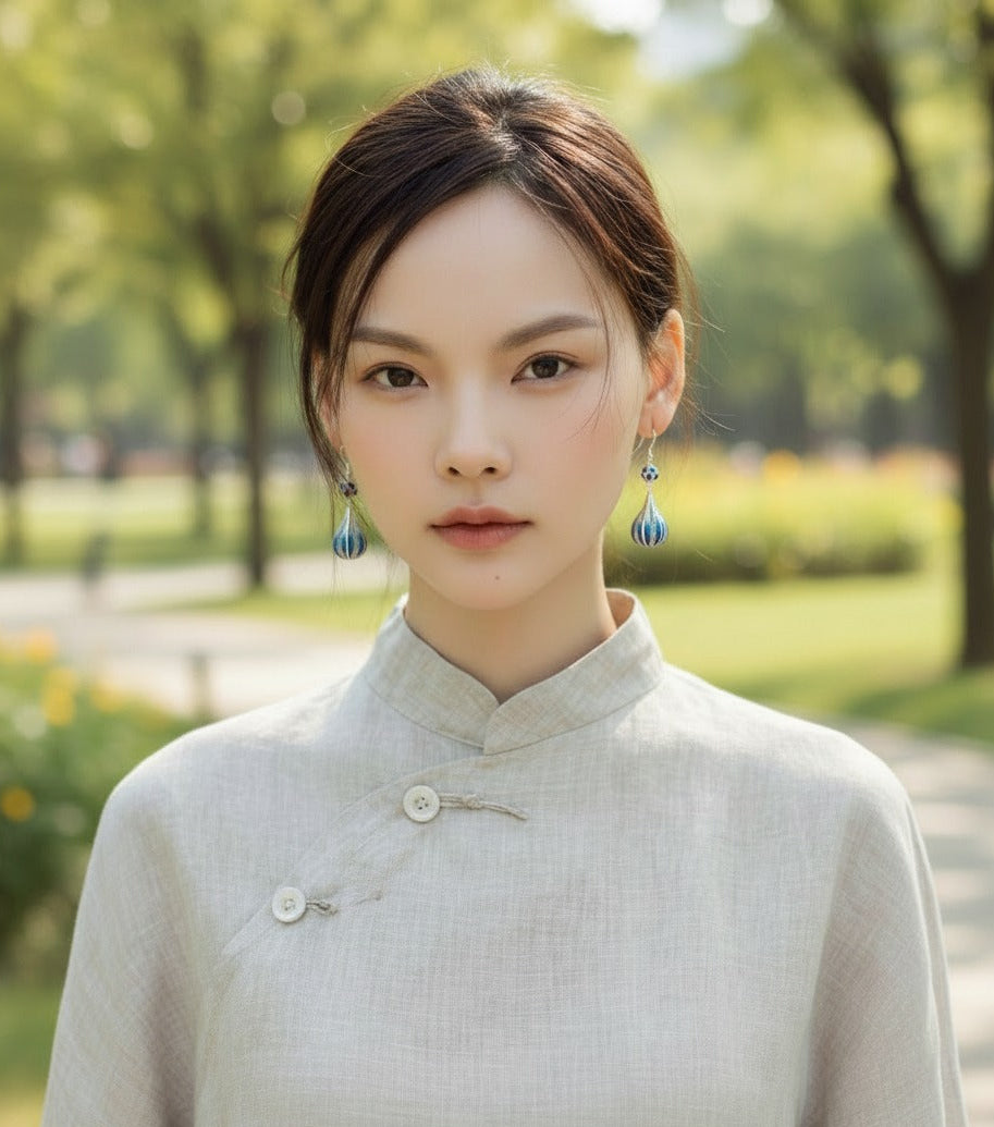 Ocean’s Tear Earrings | Semi-Handcrafted Elegance in Blue