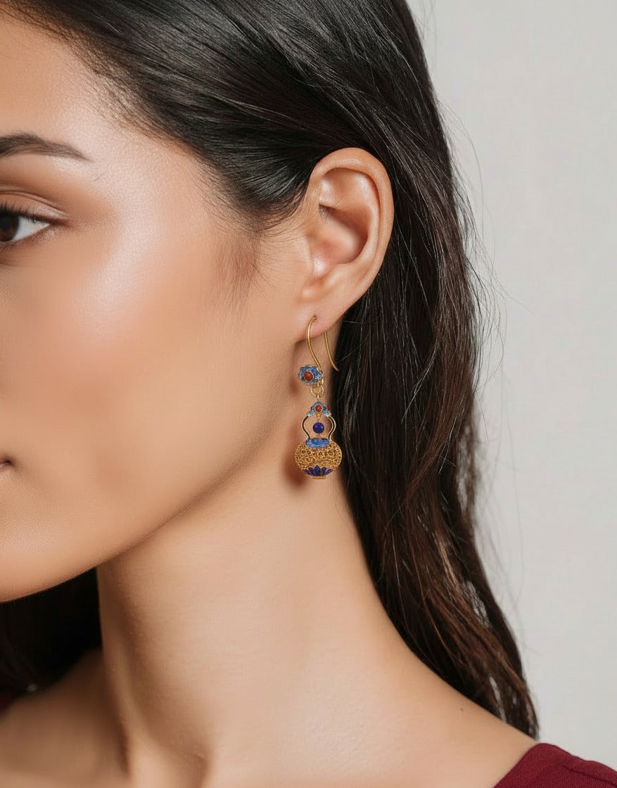 Filigree Gourd Earrings | Handcrafted Blessings of Fortune