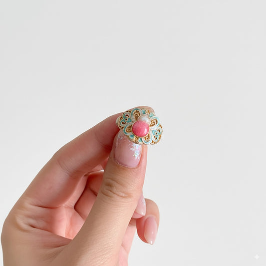 Enamel Gourd Silver Ring | Oriental Lucky Jewelry for Women