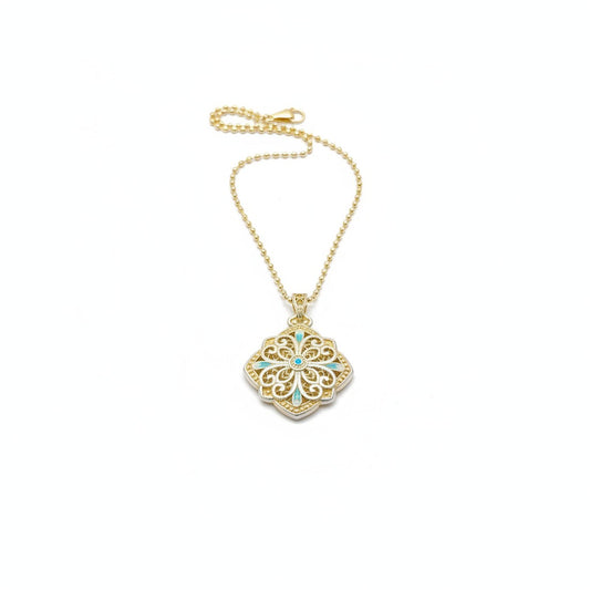 Enamel Hollow Silver Pendant | Oriental Handcrafted Jewelry for Women