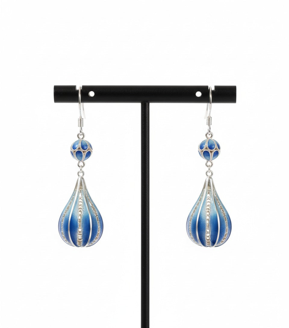 Ocean’s Tear Earrings | Semi-Handcrafted Elegance in Blue