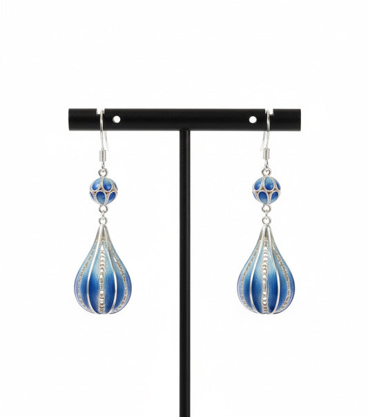 Ocean’s Tear Earrings | Semi-Handcrafted Elegance in Blue