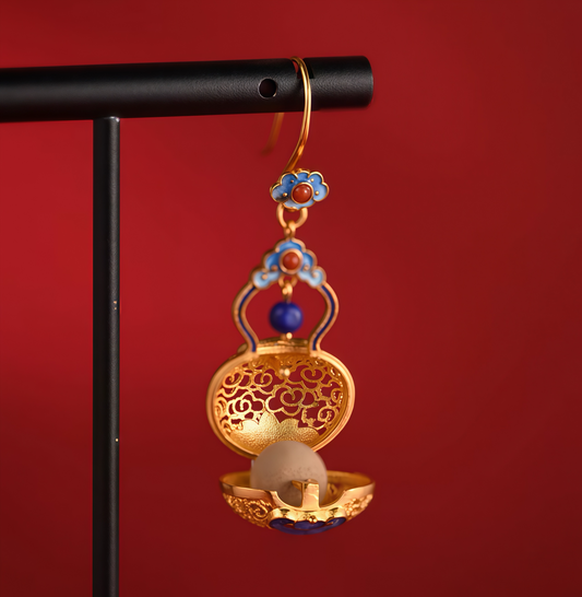 Filigree Gourd Earrings | Handcrafted Blessings of Fortune