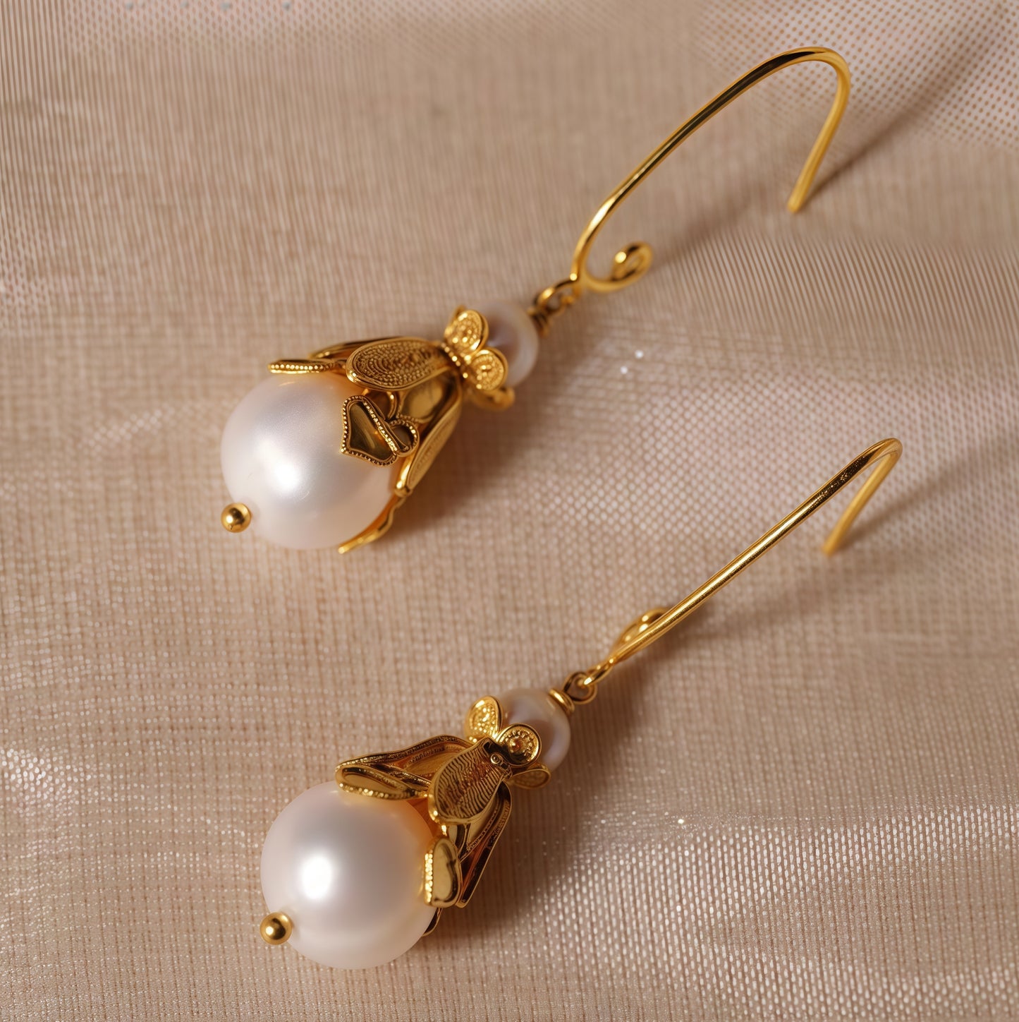 Handmade Filigree Pearl Earrings | Elegant Oriental Jewelry for Her